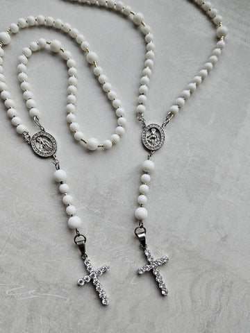 Rožančius iš onikso akmenukų su sidabro sp. detalėmis (TMROŽ7)
